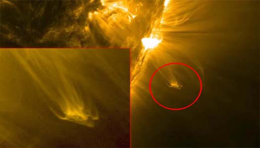 Solar flare heading for Earth blocked by Intergalactical Confederation (Courtesy NASA)