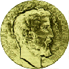 Framsidan av Fields medalj illustrerande Archimedes